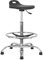 Siège Assis-Debout, Tabouret de Bureau Haut, Réglable 55–79 cm, Assise Ergonomique, Repose Pied Réglable, Pieds Fixes, Structure métal chromé, pour Bureau et Tables Hautes