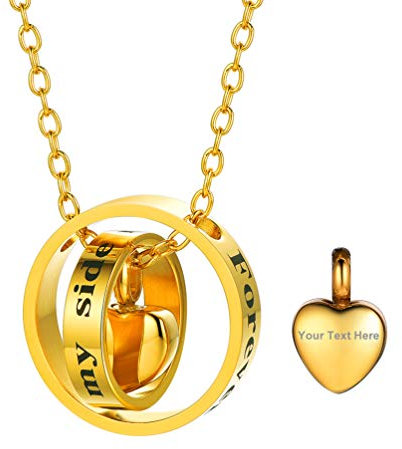 PROSTEEL Colgante de Cenizas Corazon, Colgante de Acero Oro para Cenizas para Hombre