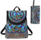 Vintage bestickte Frauen Rucksäcke Boho Rucksack Geldbörse Ethno Reise Schultertasche für Frauen Junge Mädchen, Blaue Blume mit Armband, Medium