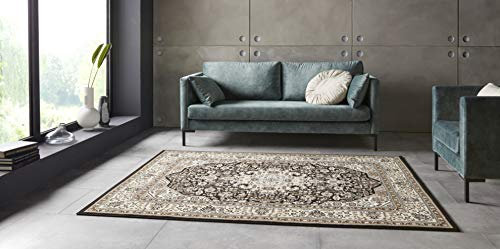 Hanse Home Nouristan Mirkan Orient Teppich – Wohnzimmerteppich Orientalisch Kurzflor Vintage Orientalischer Teppich für Esszimmer, Wohnzimmer, Schlafzimmer – Creme Braun, 160x230cm