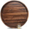 MAGIGO 24 Inches Extra Large Round Black Walnut Wood Ottoman Tray with Handles, Serve Tea, Coffee or Breakfast in Bed, Classic Circular Wooden Decorative Serving Tray