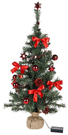 Dekorierter Weihnachtsbaum für den Innenbereich 75 cm Höhe mit 20 warm-weißen LEDs