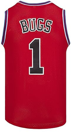 Cnallar, Herren-Basketball-Trikot, #1 Space Movie, Hip Hop, Halloween, in den Farben Weiß, Schwarz und Rot, Größen S-3XL, #1 Rot, L