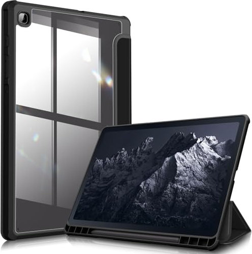 Fintie Hybrid Hülle für Samsung Galaxy Tab S6 Lite 10,4 Zoll 2024/2022/2020 Tablet - Stoßfeste Schutzhülle mit Transparent Hartschale und Stifthalter, Schwarz