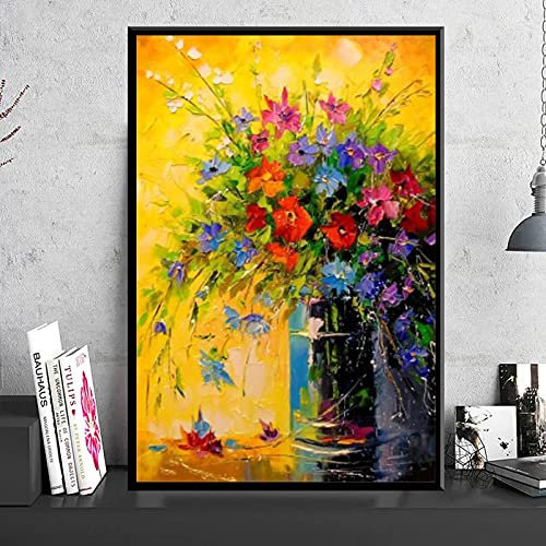 Wohnzimmer Große Malerei Wanddekor Ein Strauß blühender Ölbilder Leinwand Wand Rose Kunst Poster Drucke Dekor 30x70cm (9x28in) Mit Rahmen