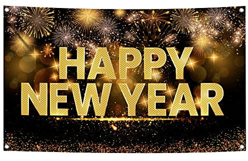 XtraLarge, Happy New Year Banner – 183 x 112 cm, Silvester Banner | Silvester Partyzubehör 2023 | Happy New Year Hintergrund 2023, NYE Dekorationen 2023 für Happy New Year Dekorationen 2023