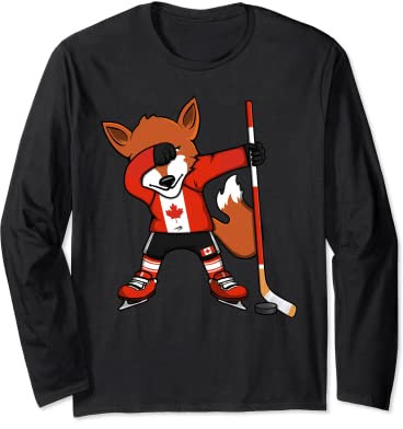 Dabbing Fox Canada Eishockey-Fans Jersey Dab Wintersport Langarmshirt