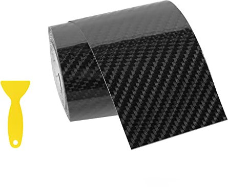 URAQT 6D Carbon Fiber Vinyl Wrap Roll, Black Self-Adhesive Waterproof Matte Carbon Fibre Sticker Roll, Carbon Fiber Car Sticker with Plastic Scrapers for Car Interior, Vehicle and Laptop (5m x 5cm)