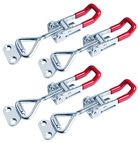 Toggle Clamp,4 pcs Adjustable Toggle Catch Toggle Latch Metal Clamps Quick Release Pull Latch Tools Clip Clamp Draw Latch, for Door Cabinet Box Case Trunk Tool Boxes 180kg Galvanized