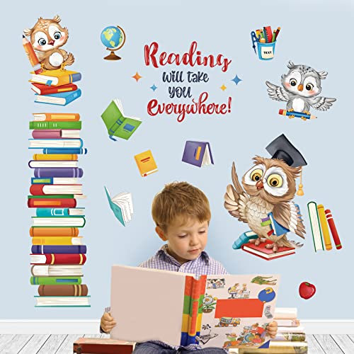 wondever Wandtattoo Eulen kinderzimmer Wandaufkleber Eule Buch Sprüche Zitate Wandsticker Wanddeko für Klassenzimmer Lesezimmer Schlafzimmer