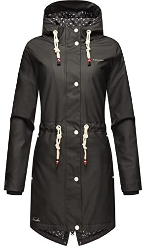 Navahoo Damen wasserdichte Übergangsjacke Regenjacke Flower of Ocean Black Gr. S