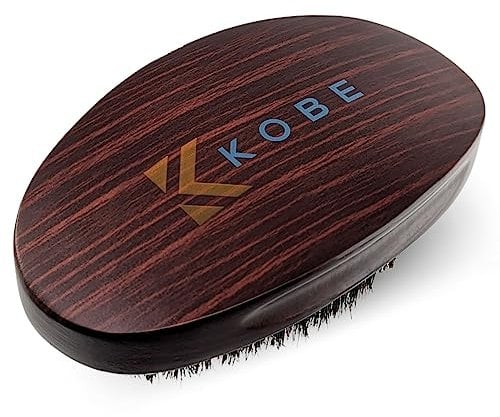 Kobe Grant Palm Brush 100% Natural Boar Bristle Hair Brush/Beard Brush - Military Style Hair Brush - Works Well With Beard Oils - Light Wood