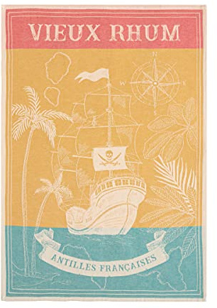 Coucke Bedrucktes Baumwoll-Jacquard-Geschirrtuch, 50 x 75 cm, Old Rum