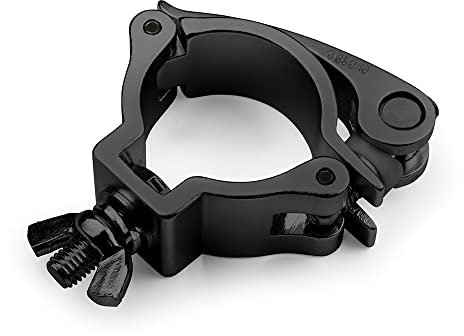 BeamZ BC50B-50 Quick Release Half Coupler Stage Lighting Clamp, Aluminium Black Finish, M10 Thread, 100kg Load, Fits 48-51mm Pipe & Truss Tubes