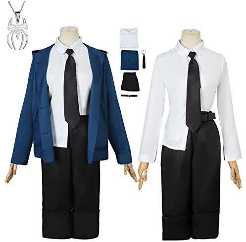JOHLCR Cosplay Costume Anime Chainsaw Man Power with Necklace Costume Props for Adults Uniform Outfits Party Dress Suitable for Stage Play, Gift, Cosplay Lovers, Comics Expo,Black,M