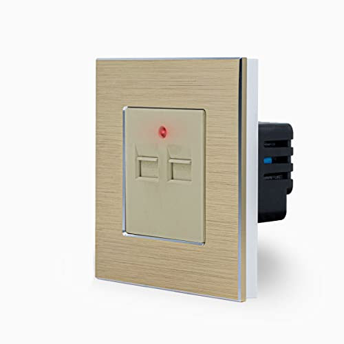 Luxus-Time 2-Fache USB dose im einfachen Design Aluminiumrahmen für die DE Unterputzdose Einbau Steckdose 2x USB-Dose zum aufladen von Smartphones Tablets PC uvm in Gold LXBA1-13-2USB-13