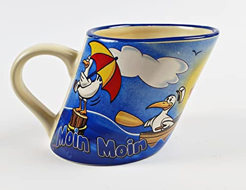 Moin Moin schräger Becher schiefe Tasse Robbe Leuchtturm Möwe Souvenir