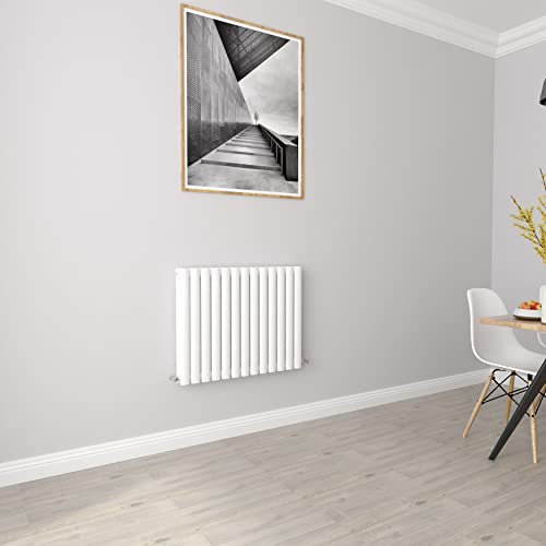 White Oval Radiators Horizontal Double Designer Small Radiator 600x767mm Central Heating Radiators