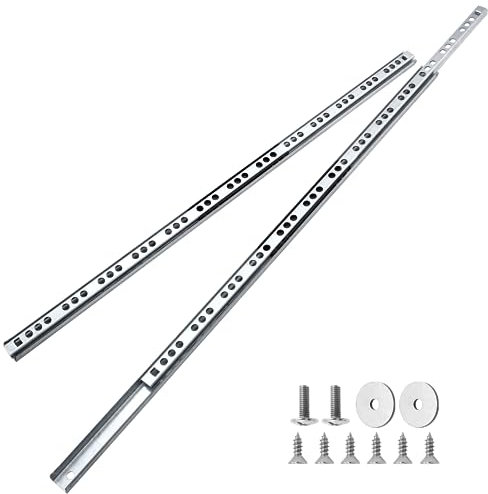 Cjueiom 10 Pack 18 Inch / 438mm Drawer Slides Runners, Silver Ball Bearing Drawer Slides Rail Metal Two Way Slide Track Rail, 17mm Wide Keyboard Tray Runners for Grooved Drawers Cabinet Cupboard