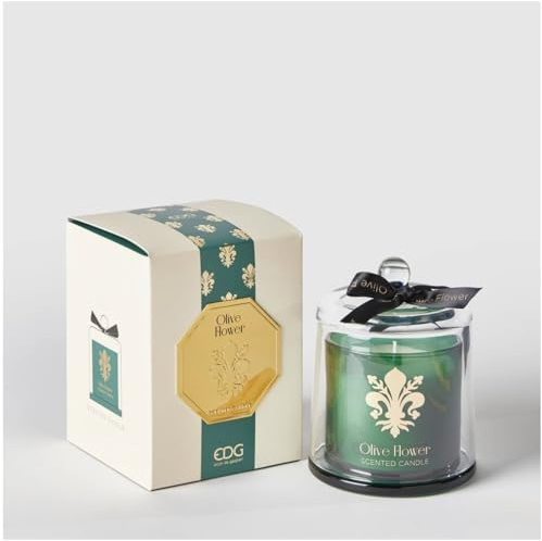 EDG - Goldlily Candela con Cupola in Vetro 13cm Olive Flower