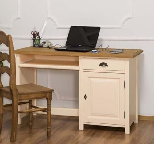 Casa Padrino Landhausstil Schreibtisch Creme/Braun 130 x 60 x H. 78 cm - Massivholz Sekretär im Landhausstil - Büro Möbel - Massivholz Möbel - Landhausstil Möbel