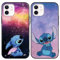 LYUBFDC 2 Stück Cartoon Hülle für iPhone 12/12 Pro Hülle 6,1,Handyhülle Stitch Niedlich Kawaii Muster Aesthetic Anime Mode Schutzhülle Schwarz Handyhülle Bumper Cover Stoßfest Weich Silikon Case