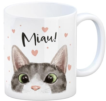 Miau Katze Kaffeebecher eine schöne Tasse für die Arbeit Kaffeebecher niedlicher Katzenbecher Kaffeetasse mit Katzenmotiv Illustration
