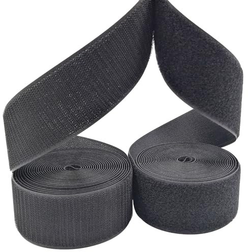 Hook and Loop Tape Sew On, 5CM×5M Non Adhesive Back Nylon Fabric Fastener for Cable Management, Sewing, DIY Craft Around Home and Office