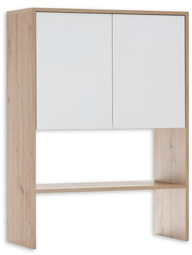 Stella Trading Nerja Armario de Lavadora, Aspecto de Roble Artisan, Color Blanco, Madera de ingeniería, Schrankaufsatz