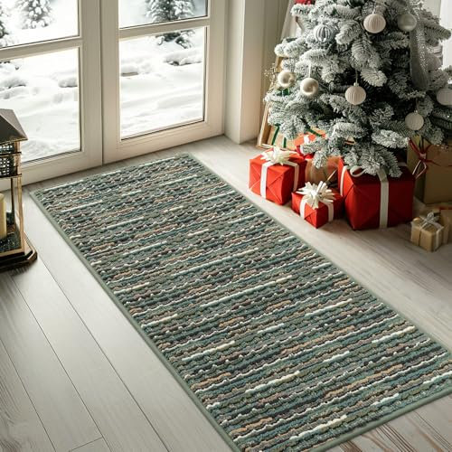 Biscpro Fußmatte Schmutzfangmatte Innen,rutschfeste Waschbar Fussmatte,Sauberlaufmatte Teppich Floor Mat für Eingangsbereich,Haustür,Patio,Flur,Garten,Porch-50x120cm