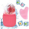 Scettar Ice Roller Gesicht, Wiederverwendbares Silikon Gesichtsroller Mit Jawline Stone, Gesichtsmassag Roller Zur Straffung Der Haut, Verkleinerung Der Poren Und Reduzierung Von Falten(Rosa)