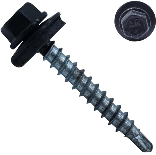 100 Stück Trapezblechschrauben mit EPDM Dichtscheibe - 4,8 x 35/30 - RAL 9011 - Graphitschwarz - Bohrschrauben 6-kant - kopflackiert - selbstschneidend - SC5164