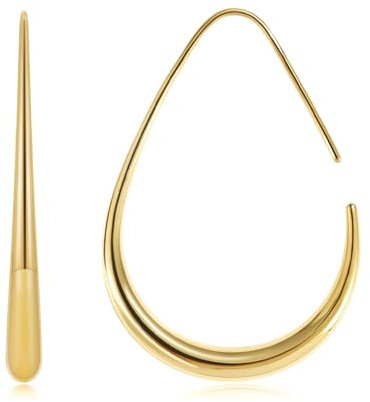 Auiremrti Creolen in Tropfenform für Damen,14 Karat vergoldete ovale Durchzieh-Creolen für Damen,Goldene Tropfen-Creolen für Damen