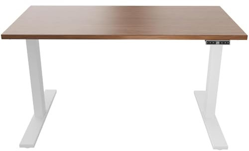 Bisley E-WonderTech elektrisch höhenverstellbarer Schreibtisch 140x80 cm in Weiß/Walnuss - Elektrischer Tisch höhenverstellbar mit Memory-Funktion