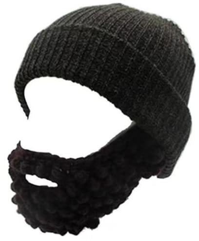 Watreketal Beanie Hut,Strick-Bartmütze für Studenten,Erwachsene,Winddichte Winter-Sturmhaube,Vollgesichtsschutzmütze mit künstlichem Bart,Fotografie-Mütze