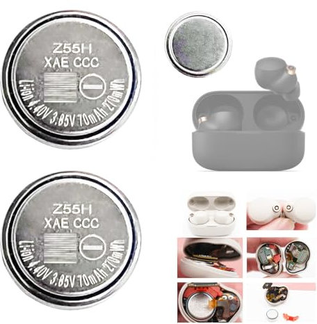 2PCS Aousavo Ersatzakku Z55H kompatibel mit WF-1000XM4 WF1000XM4 WF-SP900 Bluetooth Headphones Battery Series Z55H CP1254 2PCS