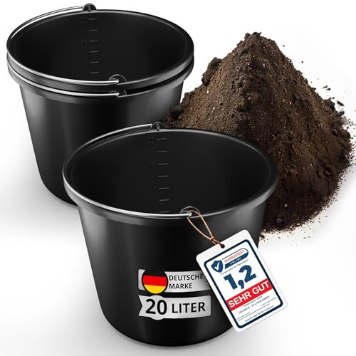 3 Stück Oramics 20L Eimer mit Edelstahl Henkel – Baueimer Kübel für Zement und Mörtel – Stabiler Wassereimer, Mörteleimer mit Skala für Haushalt, Garten, Baustellen (3X 20 Liter Putzeimer)