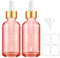 Bumobum 2 oz Glass Dropper Bottles, 2 pack Pink Lab dispensing Bottles for Essential Oils with Funnel, Labels & Pipette, Eye Tincture Bottle with Measured Dropper