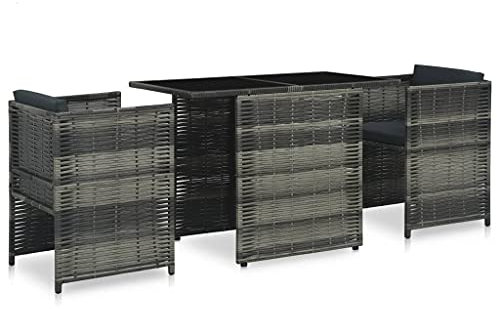 Buzaza 3-TLG. Bistro-Set mit Auflagen TerassenmöBel AußEn Sitzgruppe Garten Bistro Set Outdoor Balkonset Poly Rattan Grau