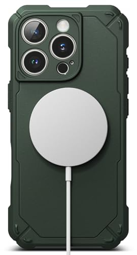 Ringke for iPhone 16 Pro Max Case, Rugged Gear (Magnetic Dark Green) | Compatible with MagSafe, Rugged Shock-Absorbent Bumper, Drop Protection, Non-Slip Pattern Grip, Individual Camera Cutouts