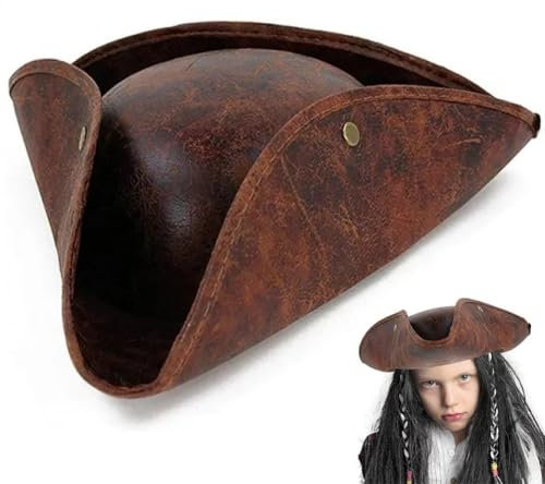 Ymxygz Piratenhut Für Erwachsene Männer Frauen Leder Dreispitz Hut Piratenkostüm Zubehör Für Cosplay Party Kostüm