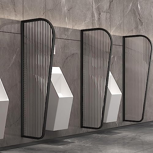 sjdoPulse 3 Stück Urinal,Trennwandteiler Aus Durchscheinenden Glasplatten, Urinal,Schirmgitter Mit Edelstahlrahmen, Sichtschutzplatten Für Herrentoiletten, Trennwand,Black