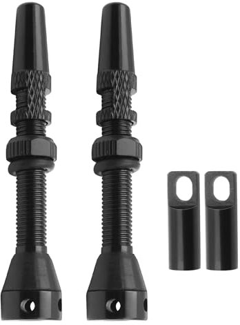 NVGFTG 2 Stück Presta Tubeless Ventil 44mm Aluminiumlegierung Ventilschaft Fahrrad Tubeless Presta, für die Meisten Schlauchlosen Fahrradfelgen (Schwarz)