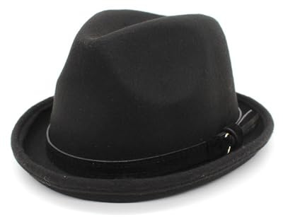 Jiaxu Sombreros Sombrero de Copa pequeño de otoño e Invierno, Sombrero de ala Corta rizada de imitación de Lana, Sombrero de Copa en Forma de Campana(Negro)