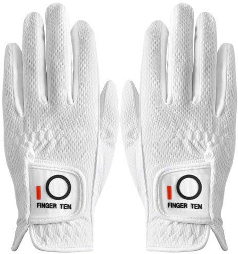 LOVMEAD Damen Golf handschuh Linke Hand Rechts Mikrofaser Regen Heiß Nass Allwetter Paar 2 Stück, Damen Golfhandschuhe Weich Flexibel Langlebig Verschleißfestigkeit Guter Grip (Weiß, M, Beidhändig)