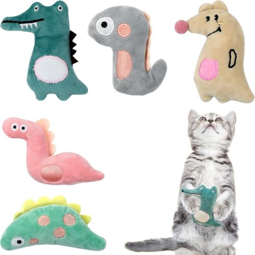 NJCXOLA 5 Pièces Jouet chat Herbe à Chat, Peluche pour Chat Jouets pour chats Cataire pour Chats Interieur Catnip Peluches d'herbe à Chat Boule pour Chat et Chaton