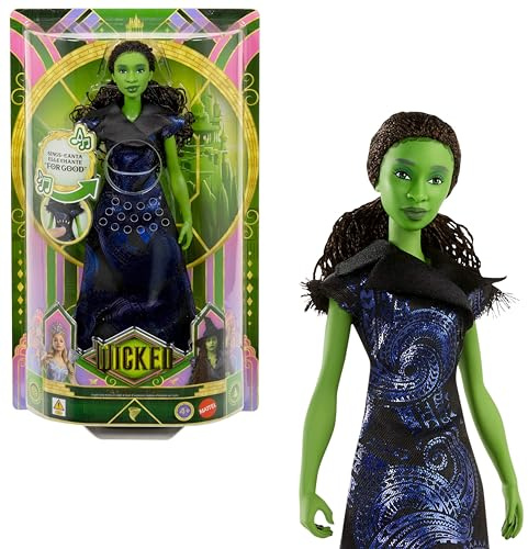 Mattel Wicked: for Good von Universal Pictures singende Elphaba-Modepuppe mit abnehmbarem Outfit, vom Film inspiriert, singt „for Good“ auf Englisch, JFM09