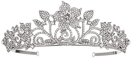 HAODUOO Haarnadel, silberne Kristall-Tiara, Krone, Stirnband, Prinzessin, elegante Krone mit Kämmen for Frauen und Mädchen, Braut, Hochzeit, Abschlussball, Geburtstagsfeier