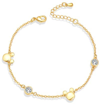IMINI Zierliches Maus-Kristall-Armband für Damen und Mädchen, Zirkonia, schöne Mäuse, Tier, verstellbare Kette, Hand-, Handgelenk-Armbänder, niedlicher Schmuck, Geschenke, Weihnachten, Geburtstag, M,