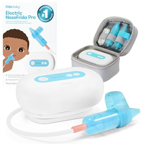 Frida Baby Electric NoseFrida Pro Nasal Aspirator for Baby, Hospital Grade Suction, Nose Sucker for Baby & Toddler, Nasal Aspirator for Congestion Relief, 5 Suction Levels, 2 Tips, Cordless with Case